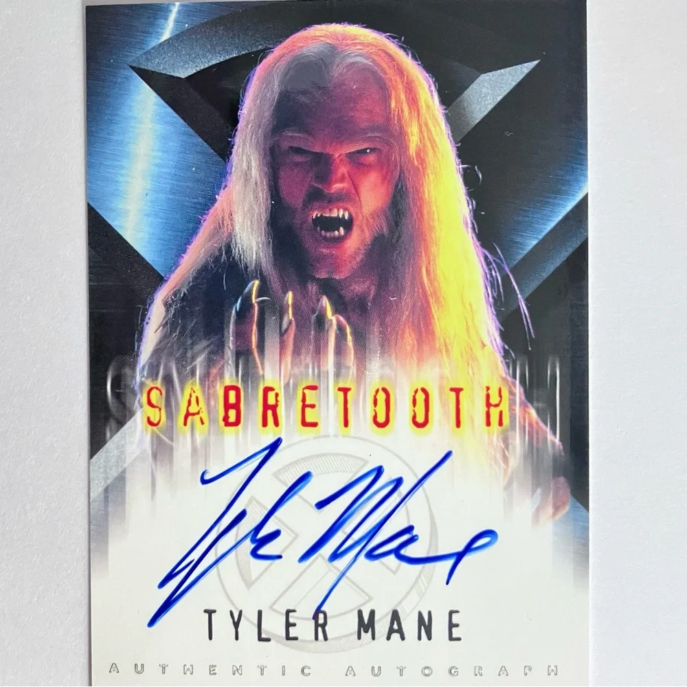 X-MEN SIGNED Trading Cards / SABERTOOTH & Senator Kelly / TYLER MANE / Marvel - Picture 3 of 8